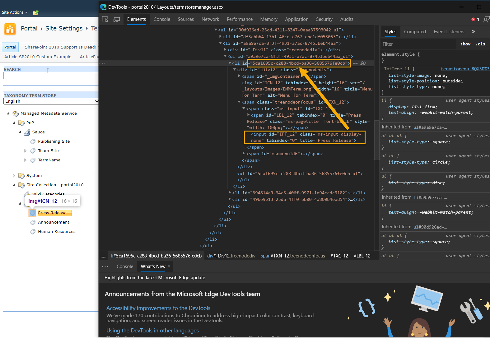 Example of grabbing the GUID in SharePoint 2010