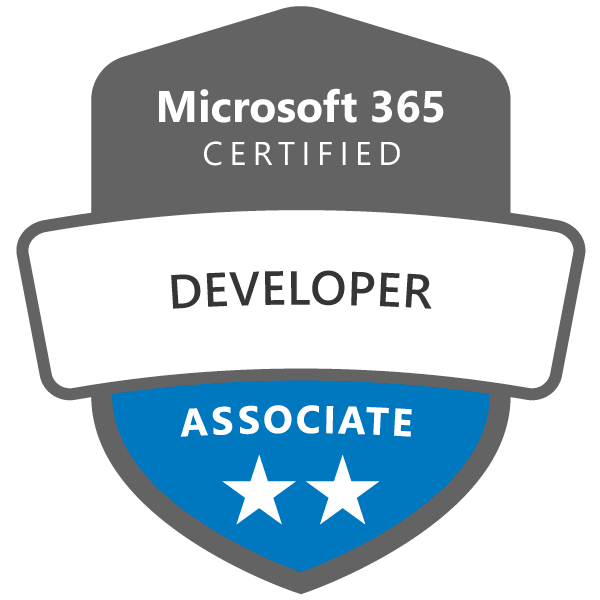 Certified Microsoft 365 Developer badge for Paul Bullock